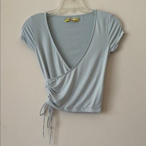 Light Blue Wrap Top